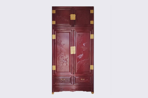 嘉兴高端中式家居装修深红色纯实木衣柜